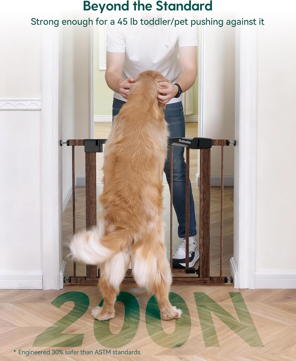 Pressure Mounted Baby Gate for Stairs, 26-40" Wide No Drilling Option, Auto Close with 3-Way Locking, Easy Install Safety Gate for Doorways, Kitchen, Hallway, Laundry, Indoor Use, White