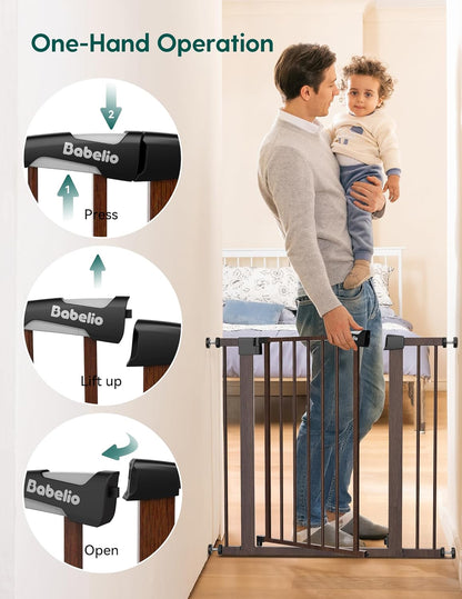 Pressure Mounted Baby Gate for Stairs, 26-40" Wide No Drilling Option, Auto Close with 3-Way Locking, Easy Install Safety Gate for Doorways, Kitchen, Hallway, Laundry, Indoor Use, White