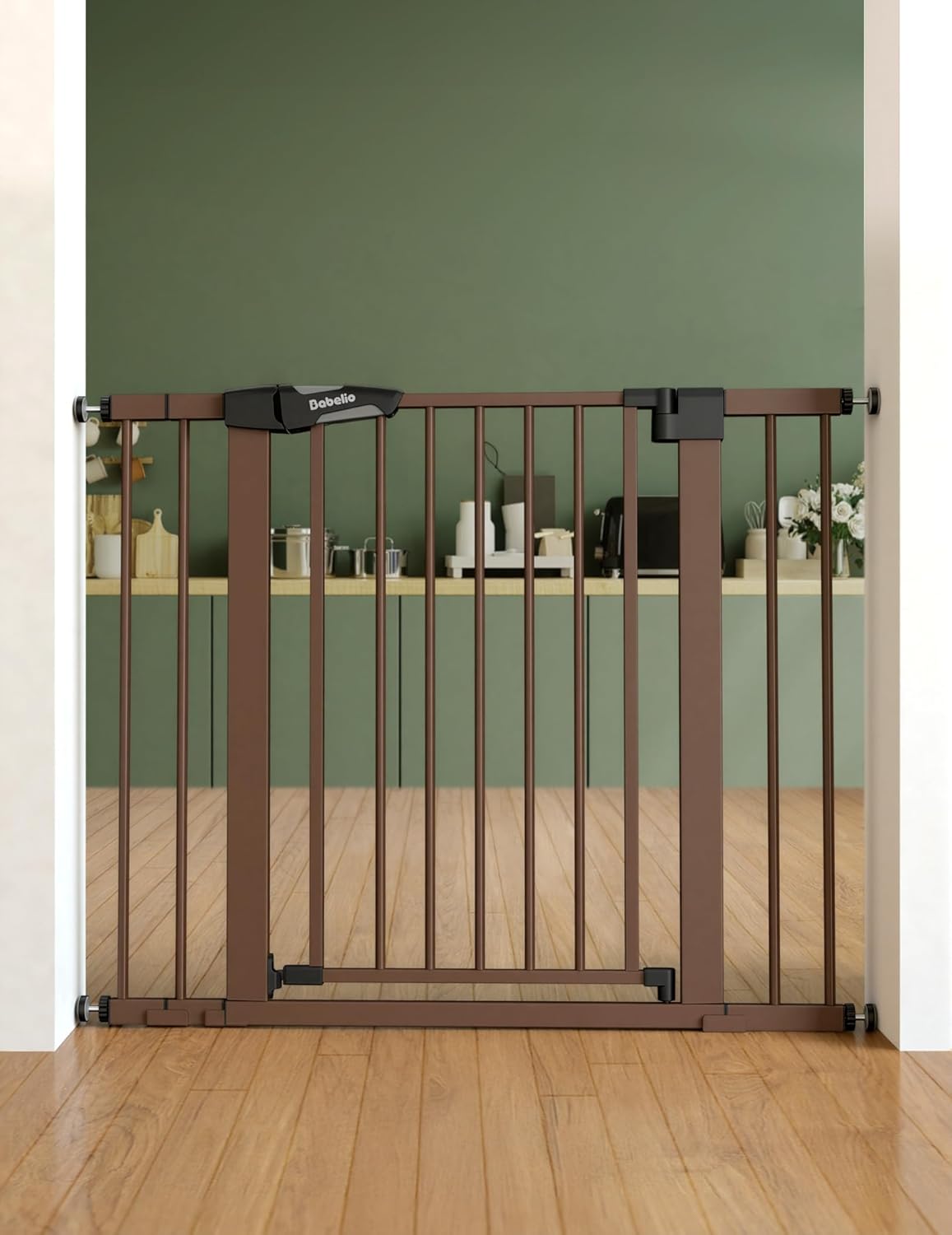 Pressure Mounted Baby Gate for Stairs, 26-40" Wide No Drilling Option, Auto Close with 3-Way Locking, Easy Install Safety Gate for Doorways, Kitchen, Hallway, Laundry, Indoor Use, White