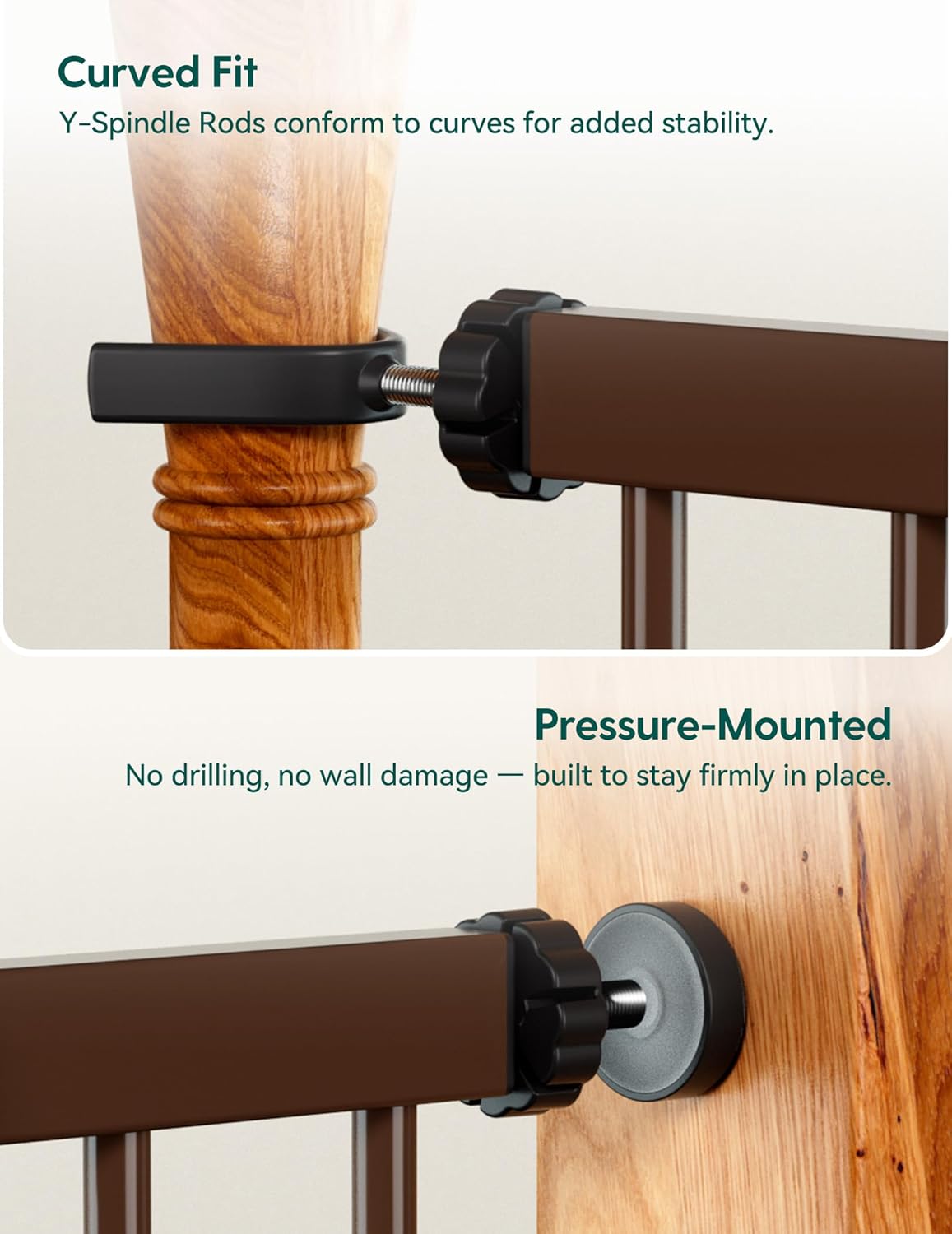 Pressure Mounted Baby Gate for Stairs, 26-40" Wide No Drilling Option, Auto Close with 3-Way Locking, Easy Install Safety Gate for Doorways, Kitchen, Hallway, Laundry, Indoor Use, White