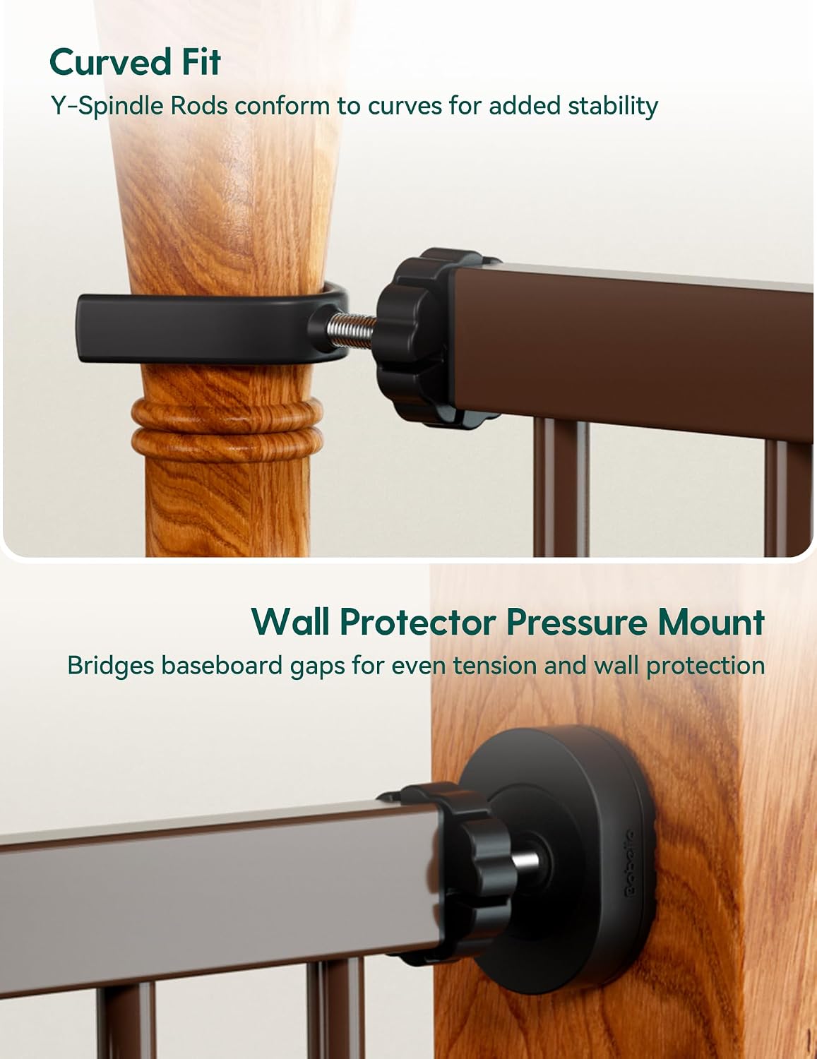 Pressure Mounted Baby Gate for Stairs, 26-40" Wide No Drilling Option, Auto Close with 3-Way Locking, Easy Install Safety Gate for Doorways, Kitchen, Hallway, Laundry, Indoor Use, White