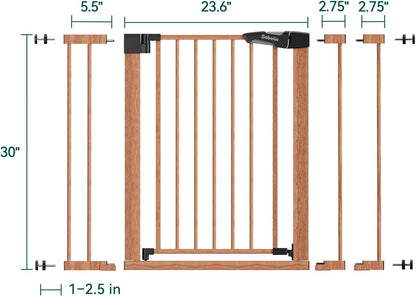 Pressure Mounted Baby Gate for Stairs, 26-40" Wide No Drilling Option, Auto Close with 3-Way Locking, Easy Install Safety Gate for Doorways, Kitchen, Hallway, Laundry, Indoor Use, White