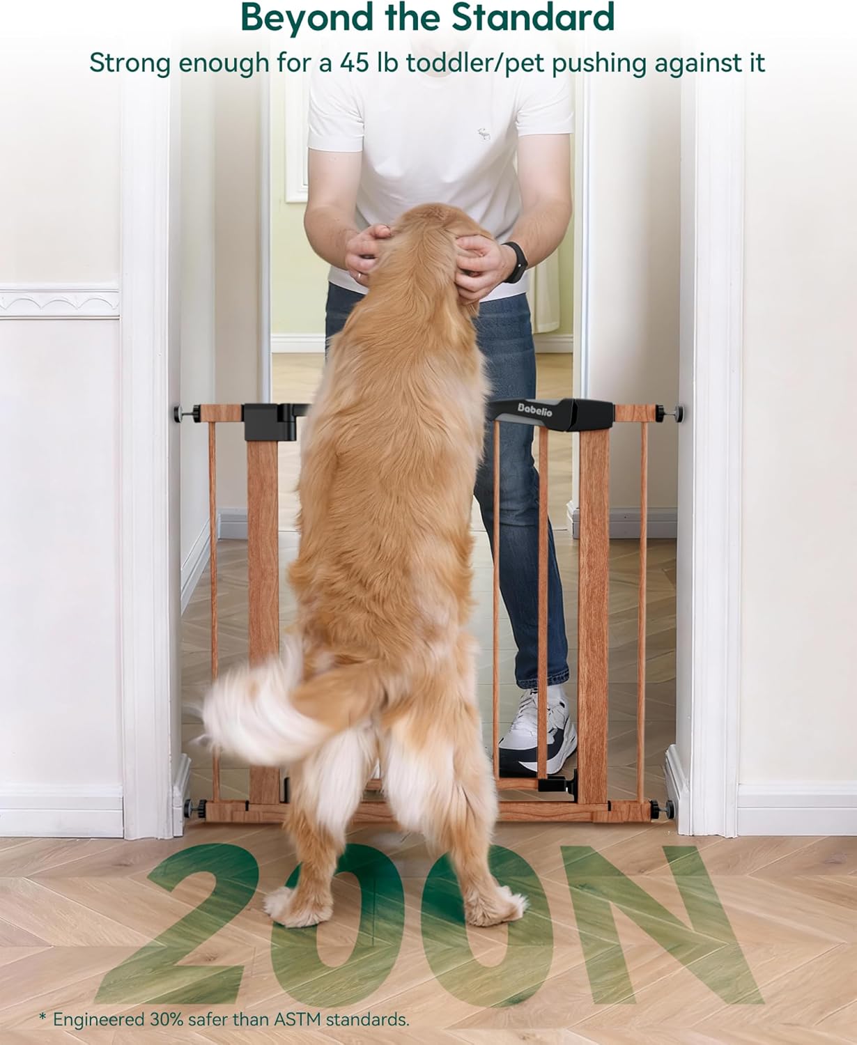 Pressure Mounted Baby Gate for Stairs, 26-40" Wide No Drilling Option, Auto Close with 3-Way Locking, Easy Install Safety Gate for Doorways, Kitchen, Hallway, Laundry, Indoor Use, White