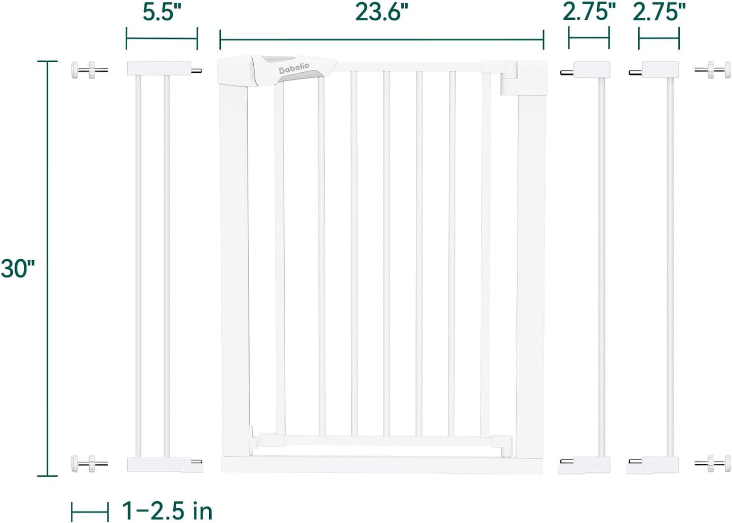 Pressure Mounted Baby Gate for Stairs, 26-40" Wide No Drilling Option, Auto Close with 3-Way Locking, Easy Install Safety Gate for Doorways, Kitchen, Hallway, Laundry, Indoor Use, White