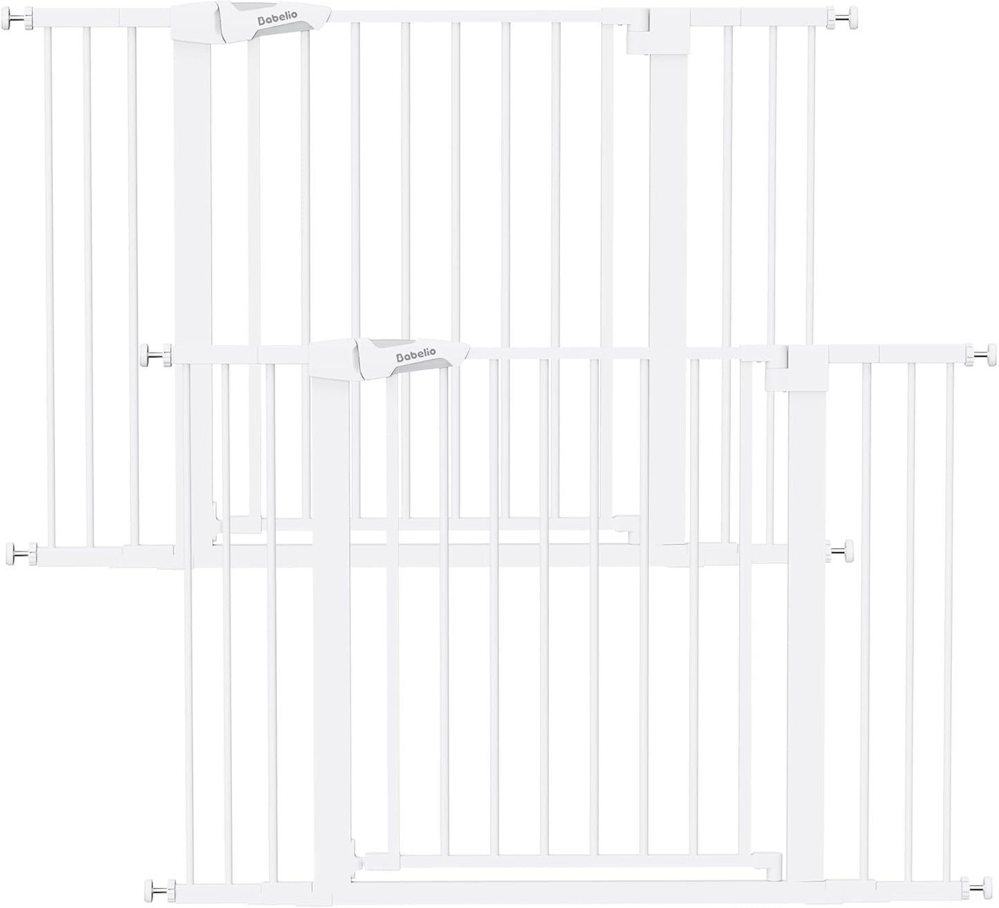 Pressure Mounted Baby Gate for Stairs, 26-40" Wide No Drilling Option, Auto Close with 3-Way Locking, Easy Install Safety Gate for Doorways, Kitchen, Hallway, Laundry, Indoor Use, White