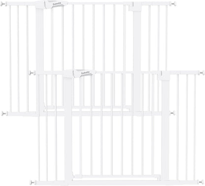 Pressure Mounted Baby Gate for Stairs, 26-40" Wide No Drilling Option, Auto Close with 3-Way Locking, Easy Install Safety Gate for Doorways, Kitchen, Hallway, Laundry, Indoor Use, White