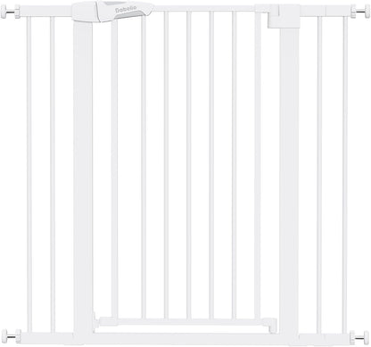 Pressure Mounted Baby Gate for Stairs, 26-40" Wide No Drilling Option, Auto Close with 3-Way Locking, Easy Install Safety Gate for Doorways, Kitchen, Hallway, Laundry, Indoor Use, White