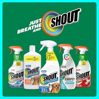 Pet Stain Remover Spray, Color-Safe Multisurface & Carpet Cleaner Solution for Dog & Cat Urine, Feces, Vomit & Mud, Fights Odors & Remarking, Fast-Acting Cleans in 5 Minutes or Less, 22oz