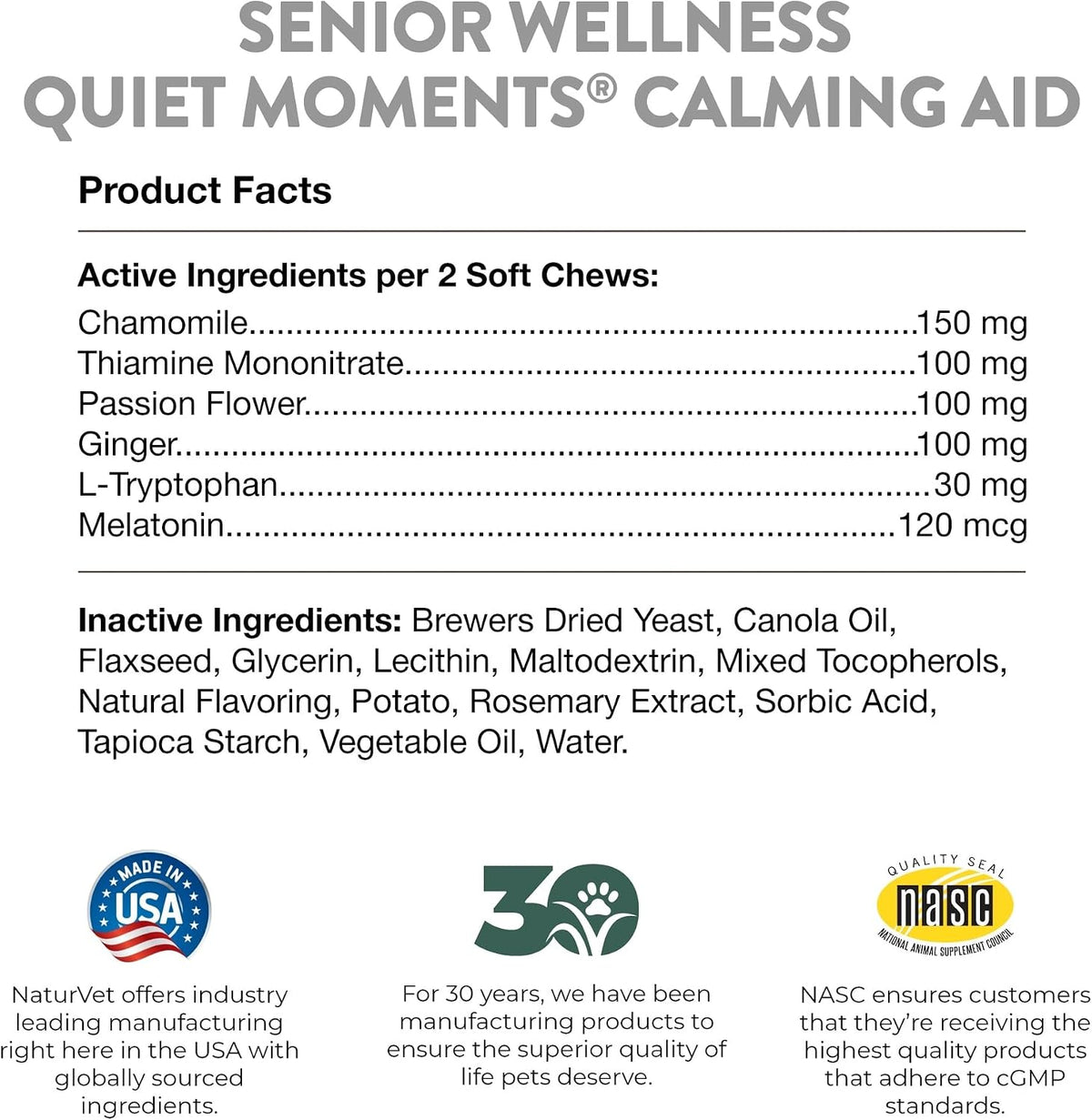 Quiet Moments Calming Plus Hemp Dog Supplement - 180 Soft Chews