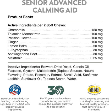 Quiet Moments Calming Plus Hemp Dog Supplement - 180 Soft Chews
