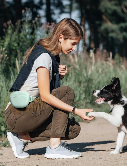 1.67 Cup Magnetic Dog Treat Pouch with Training Clicker (Black)