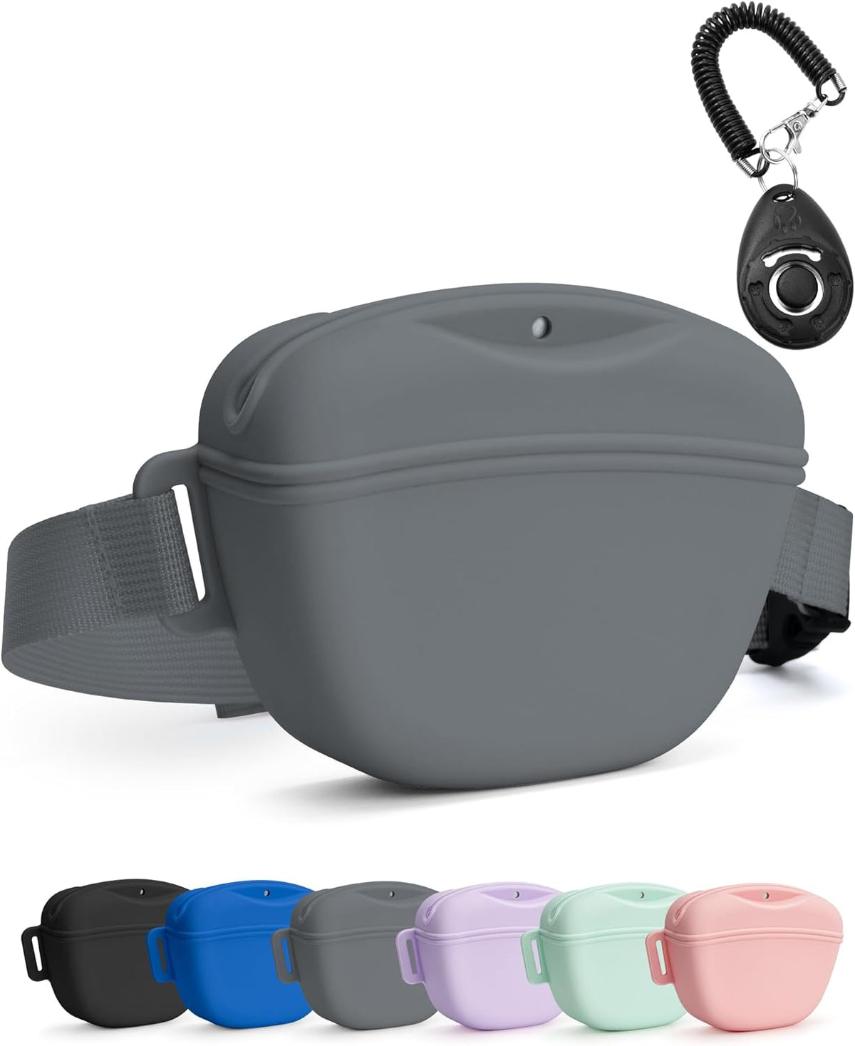 1.67 Cup Magnetic Dog Treat Pouch with Training Clicker (Black)
