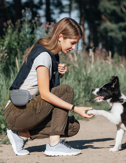 1.67 Cup Magnetic Dog Treat Pouch with Training Clicker (Black)