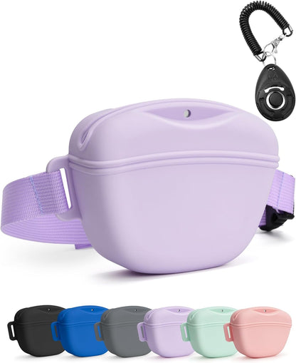 1.67 Cup Magnetic Dog Treat Pouch with Training Clicker (Black)