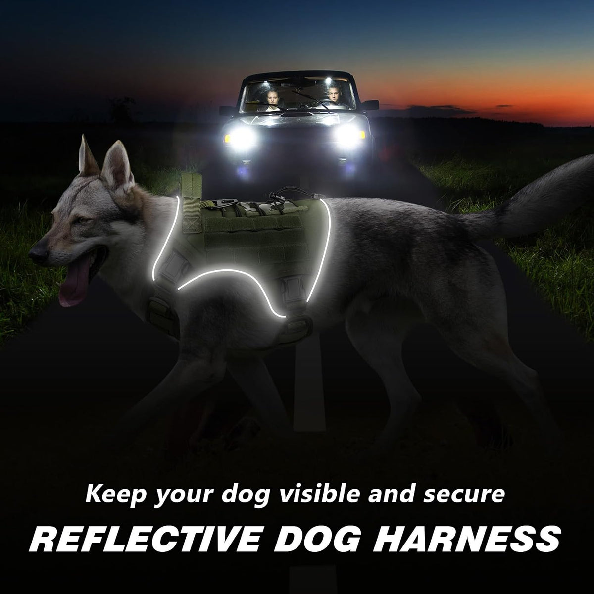 Tactical Dog Harness for Large Dogs,No Pull Heavy Duty Dog Harness