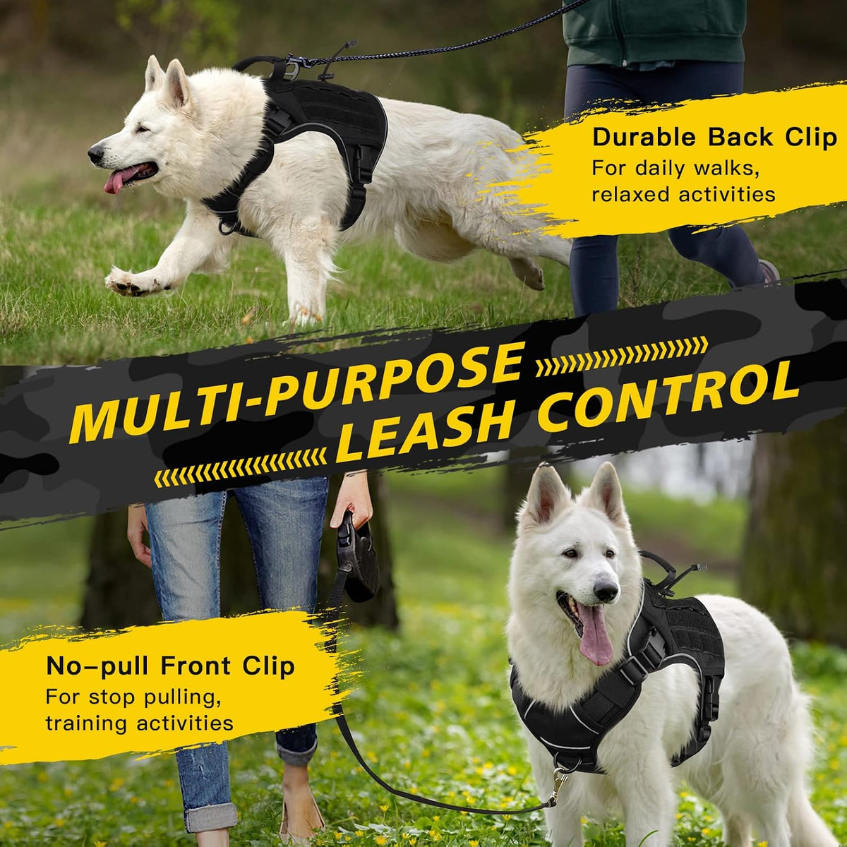 Tactical Dog Harness for Large Dogs,No Pull Heavy Duty Dog Harness