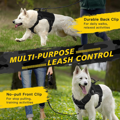 Tactical Dog Harness for Large Dogs,No Pull Heavy Duty Dog Harness