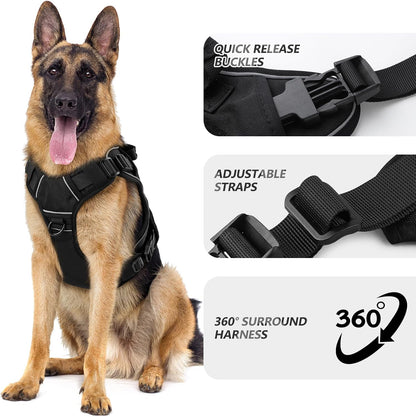 Tactical Dog Harness for Large Dogs,No Pull Heavy Duty Dog Harness