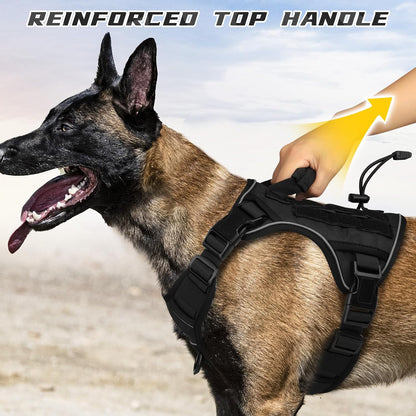 Tactical Dog Harness for Large Dogs,No Pull Heavy Duty Dog Harness