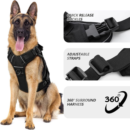 Tactical Dog Harness for Large Dogs,No Pull Heavy Duty Dog Harness