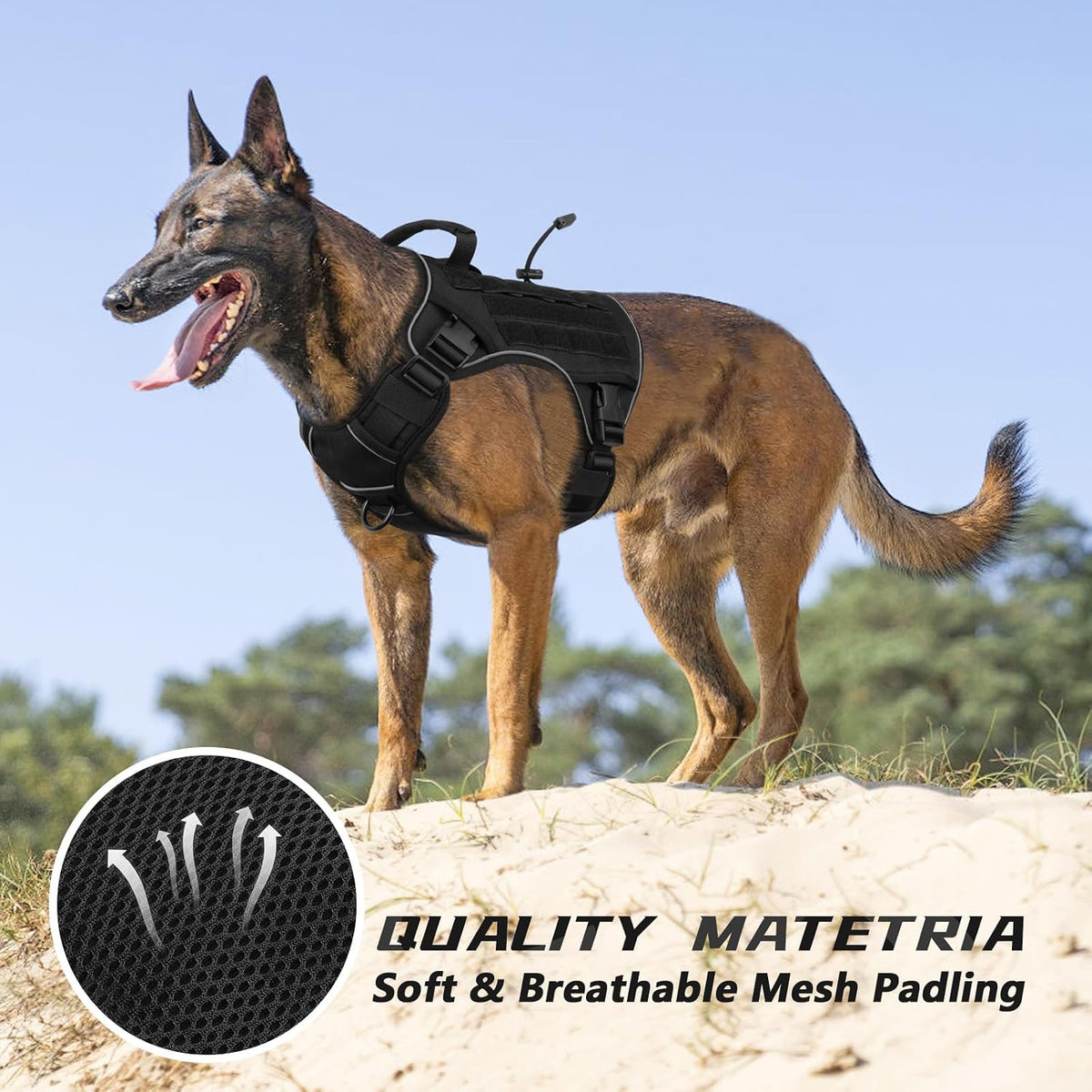 Tactical Dog Harness for Large Dogs,No Pull Heavy Duty Dog Harness
