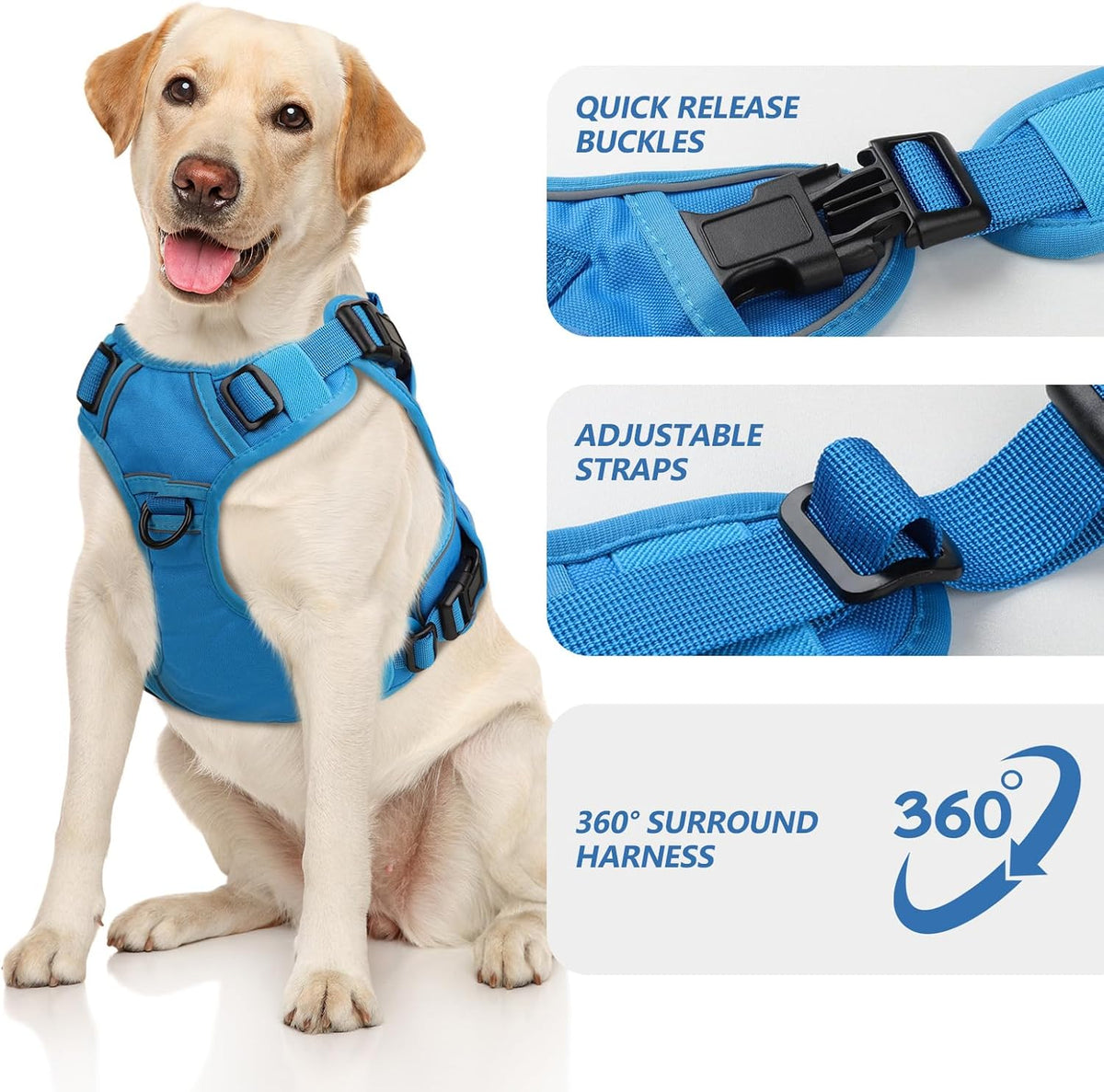 Tactical Dog Harness for Large Dogs,No Pull Heavy Duty Dog Harness