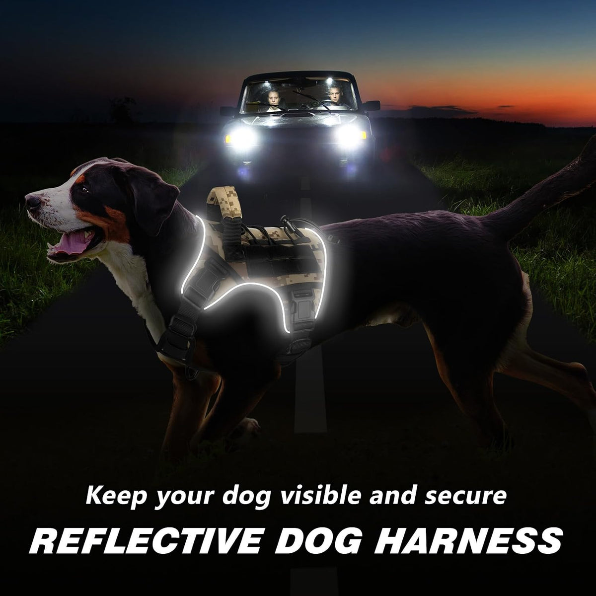 Tactical Dog Harness for Large Dogs,No Pull Heavy Duty Dog Harness
