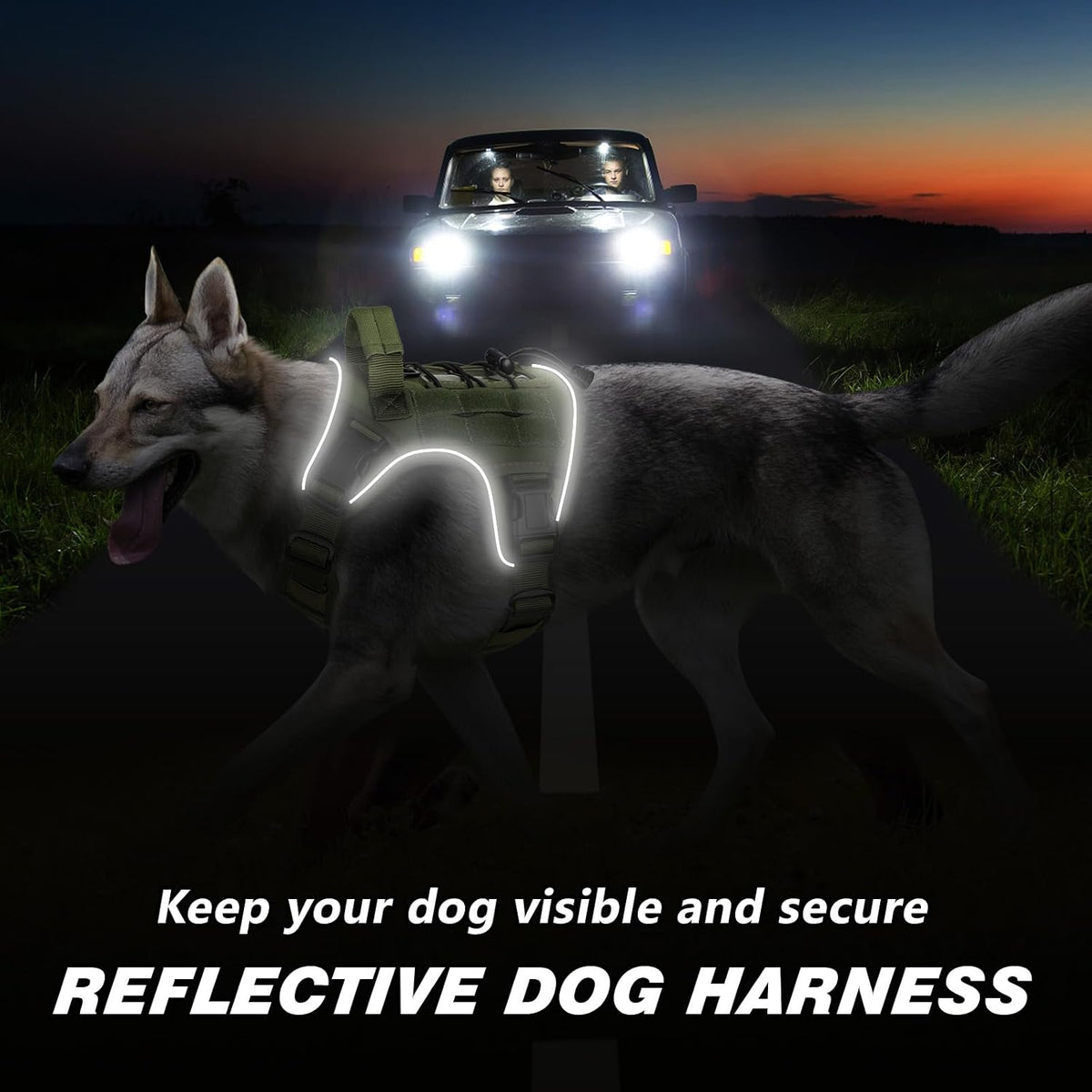 Tactical Dog Harness for Large Dogs,No Pull Heavy Duty Dog Harness