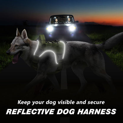 Tactical Dog Harness for Large Dogs,No Pull Heavy Duty Dog Harness
