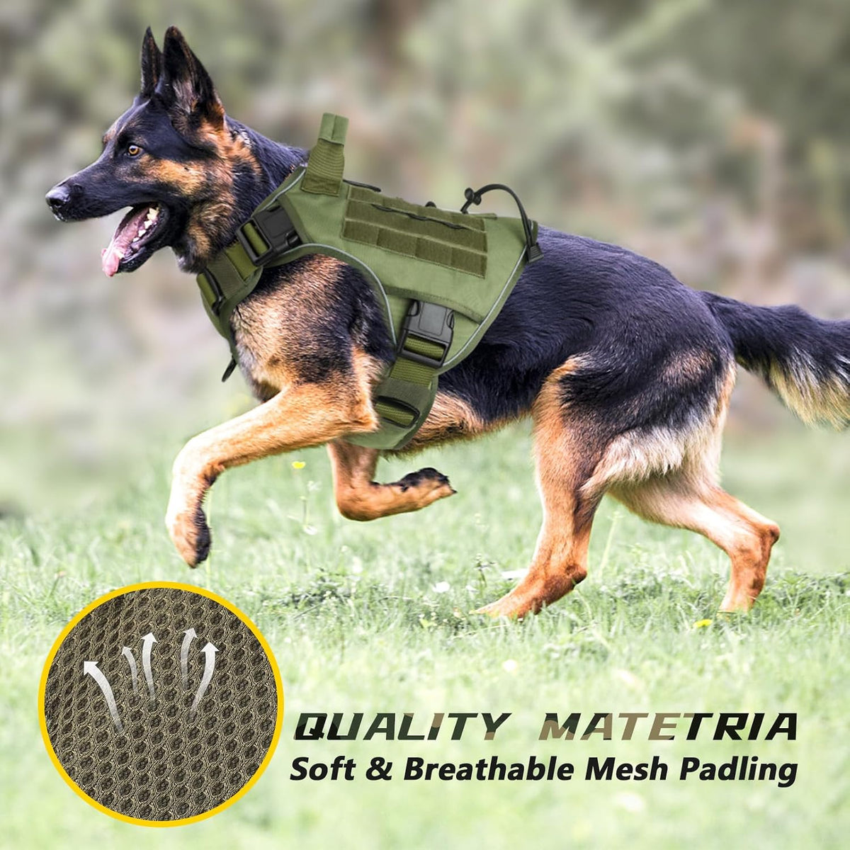 Tactical Dog Harness for Large Dogs,No Pull Heavy Duty Dog Harness