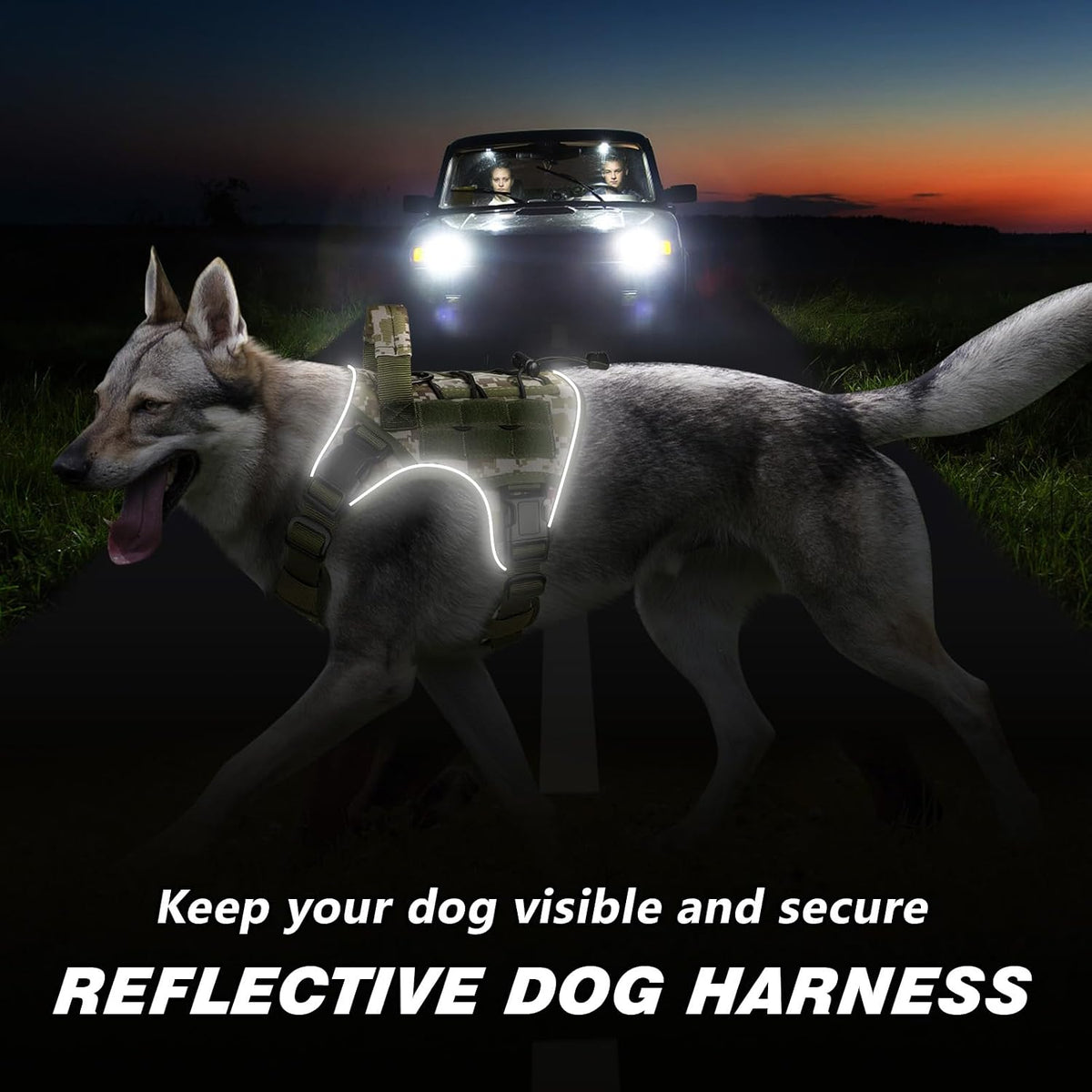 Tactical Dog Harness for Large Dogs,No Pull Heavy Duty Dog Harness