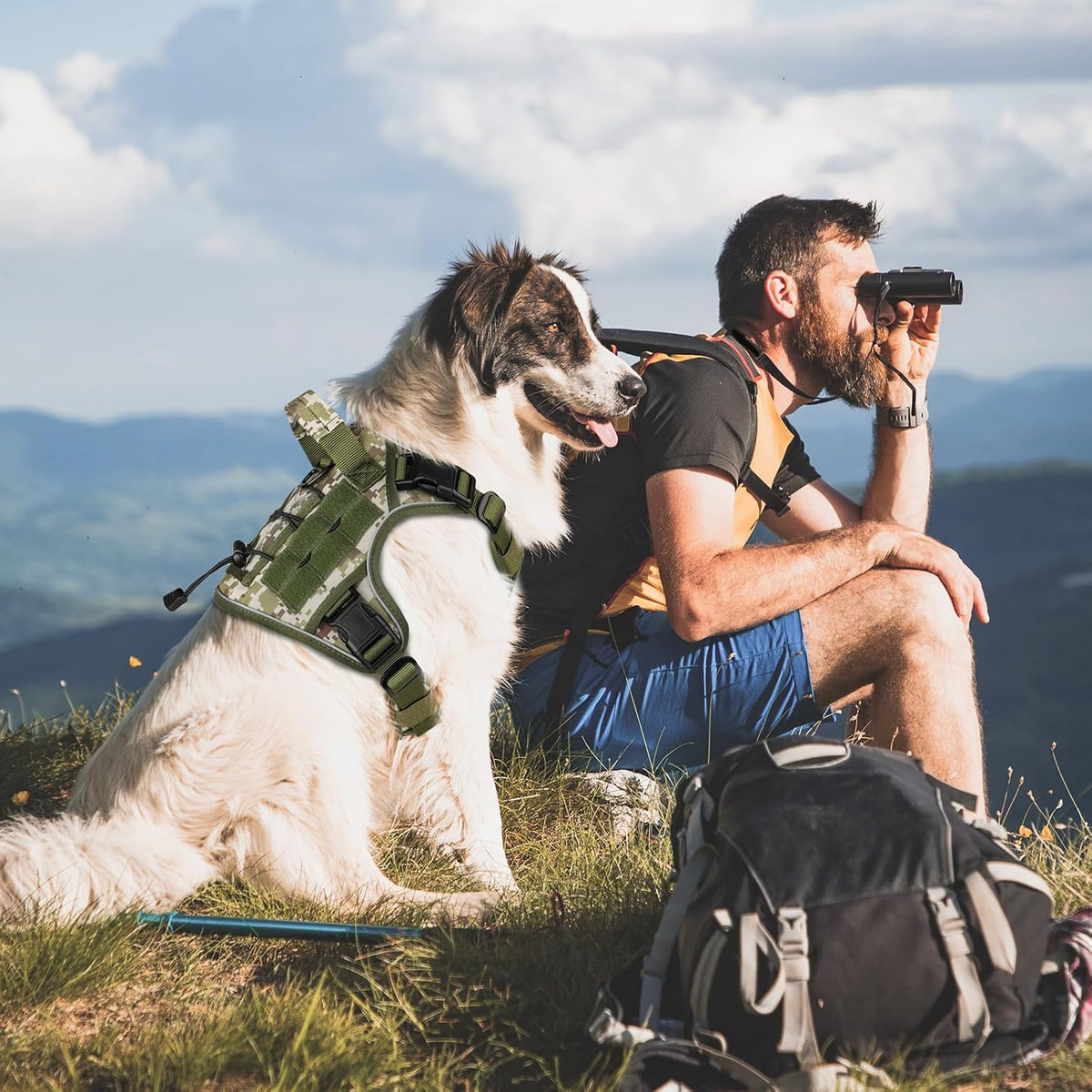 Tactical Dog Harness for Large Dogs,No Pull Heavy Duty Dog Harness