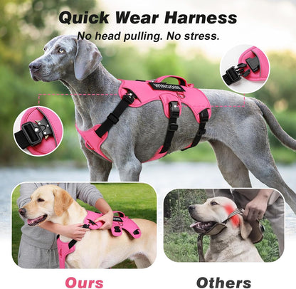 Tactical Dog Harness for Large Dogs,No Pull Heavy Duty Dog Harness