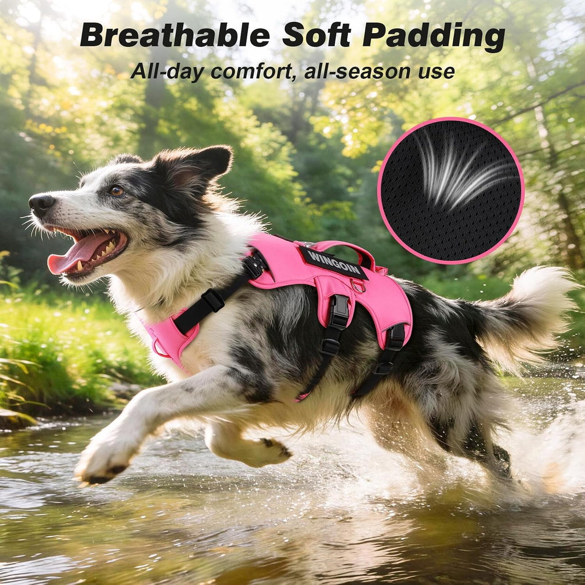 Tactical Dog Harness for Large Dogs,No Pull Heavy Duty Dog Harness