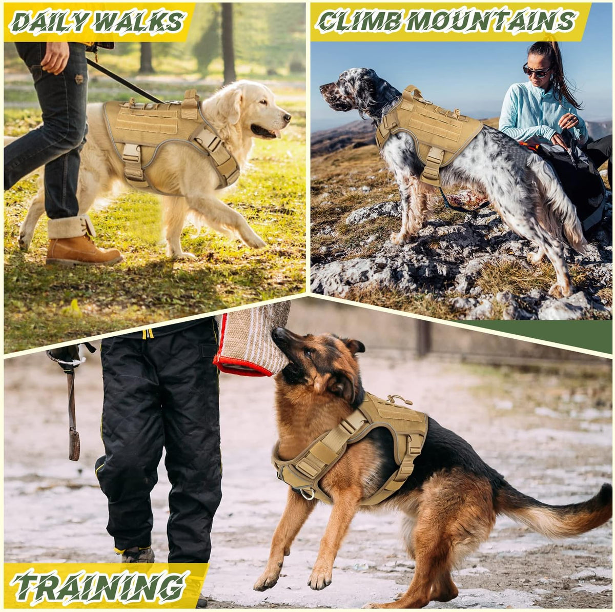 Tactical Dog Harness for Large Dogs,No Pull Heavy Duty Dog Harness