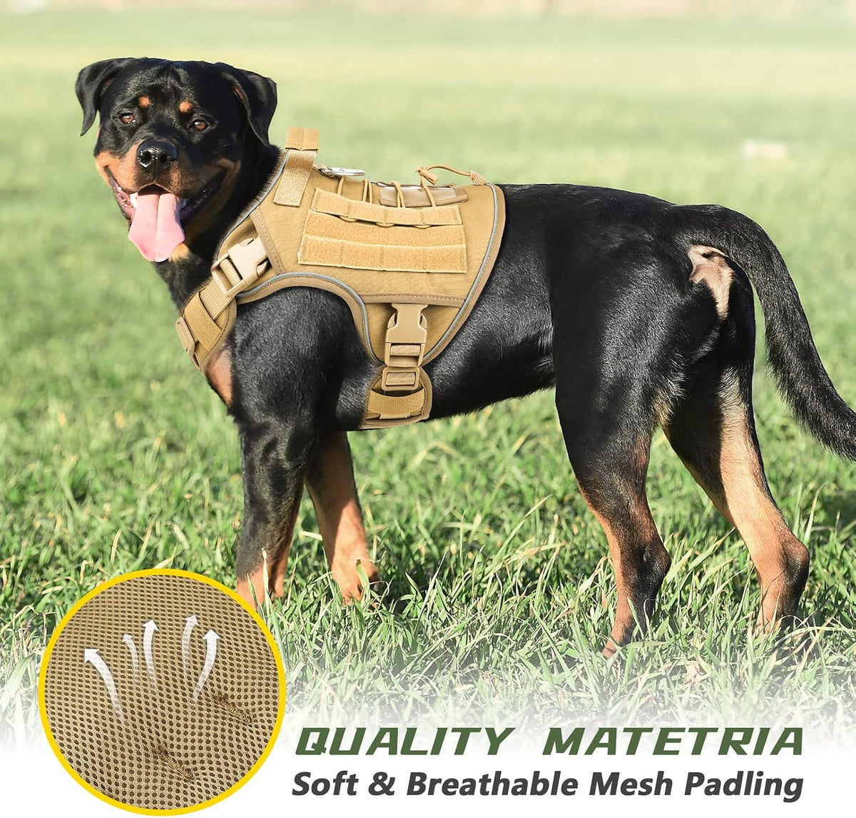 Tactical Dog Harness for Large Dogs,No Pull Heavy Duty Dog Harness