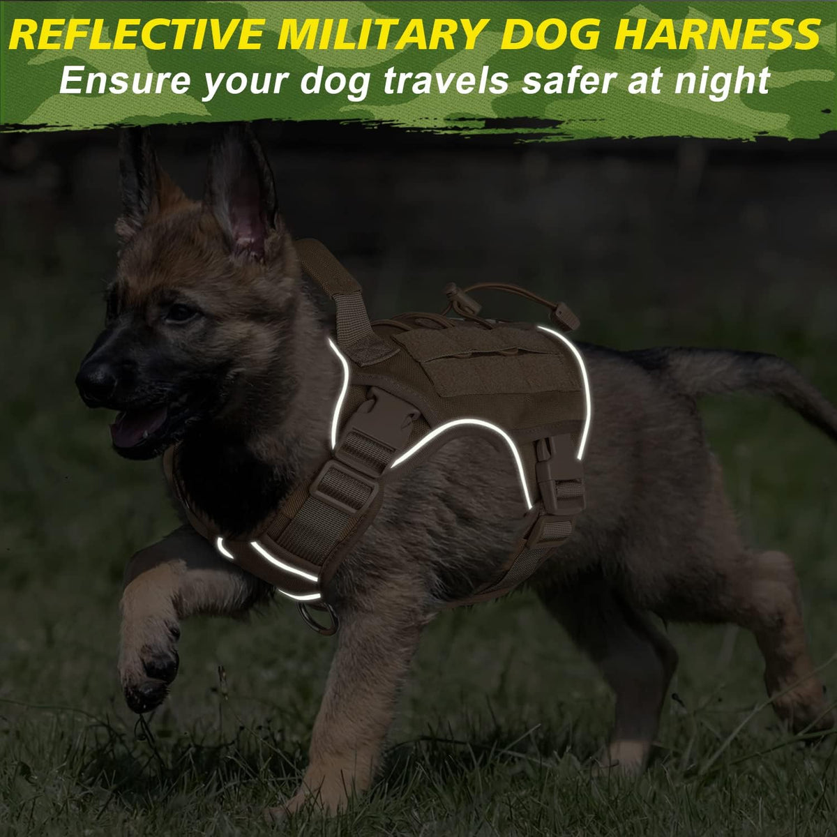 Tactical Dog Harness for Large Dogs,No Pull Heavy Duty Dog Harness