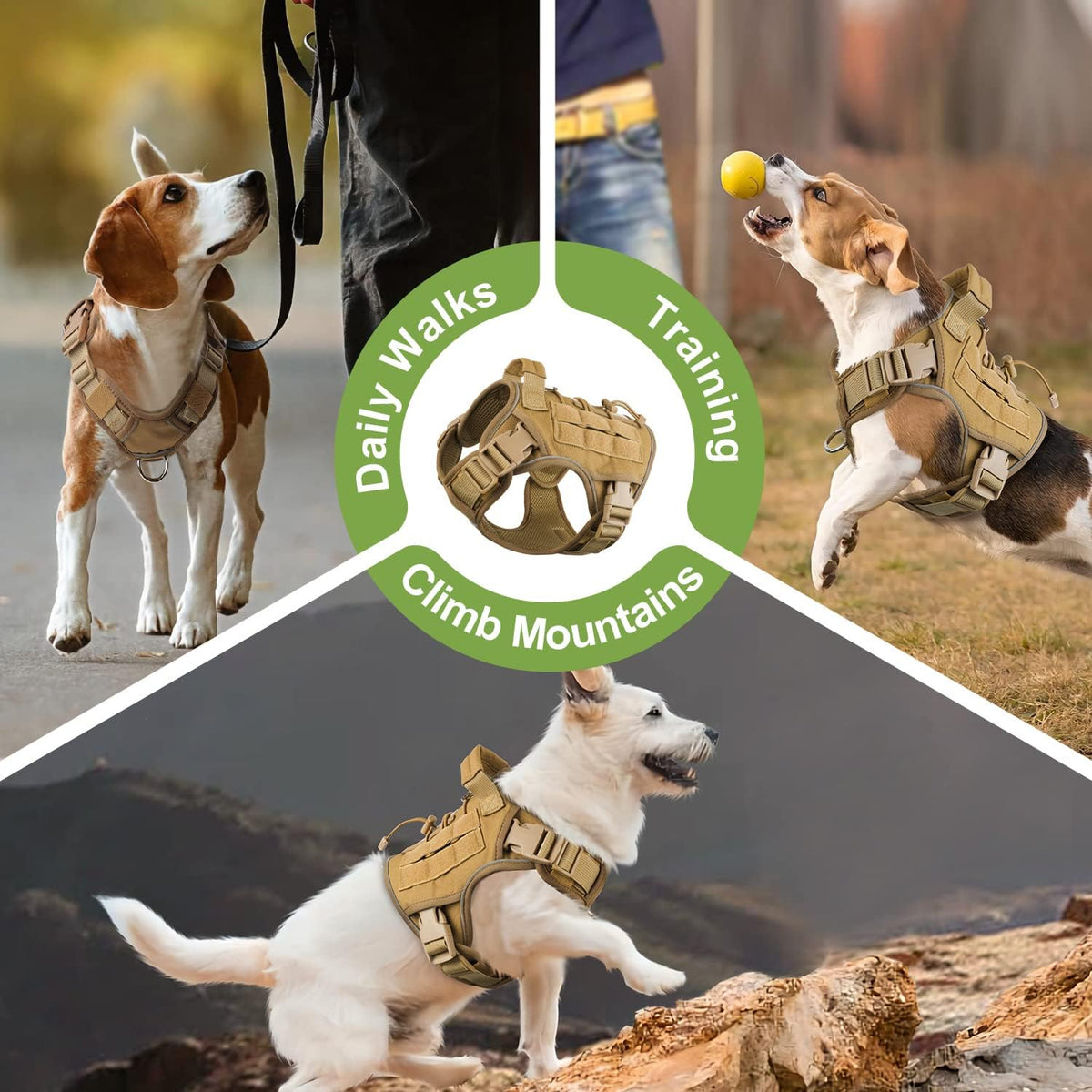 Tactical Dog Harness for Large Dogs,No Pull Heavy Duty Dog Harness