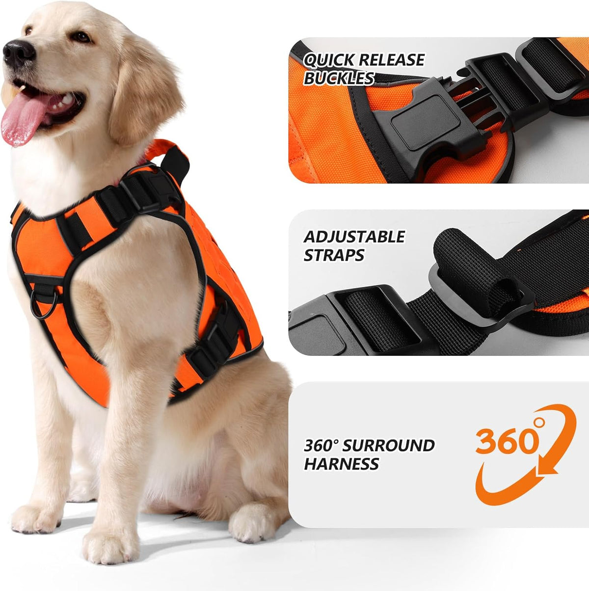 Tactical Dog Harness for Large Dogs,No Pull Heavy Duty Dog Harness