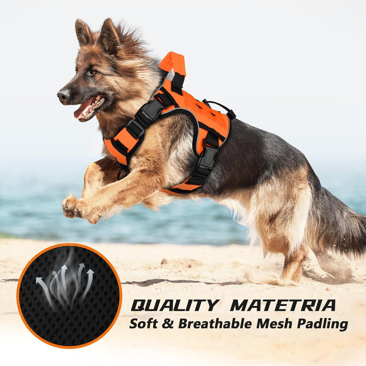 Tactical Dog Harness for Large Dogs,No Pull Heavy Duty Dog Harness