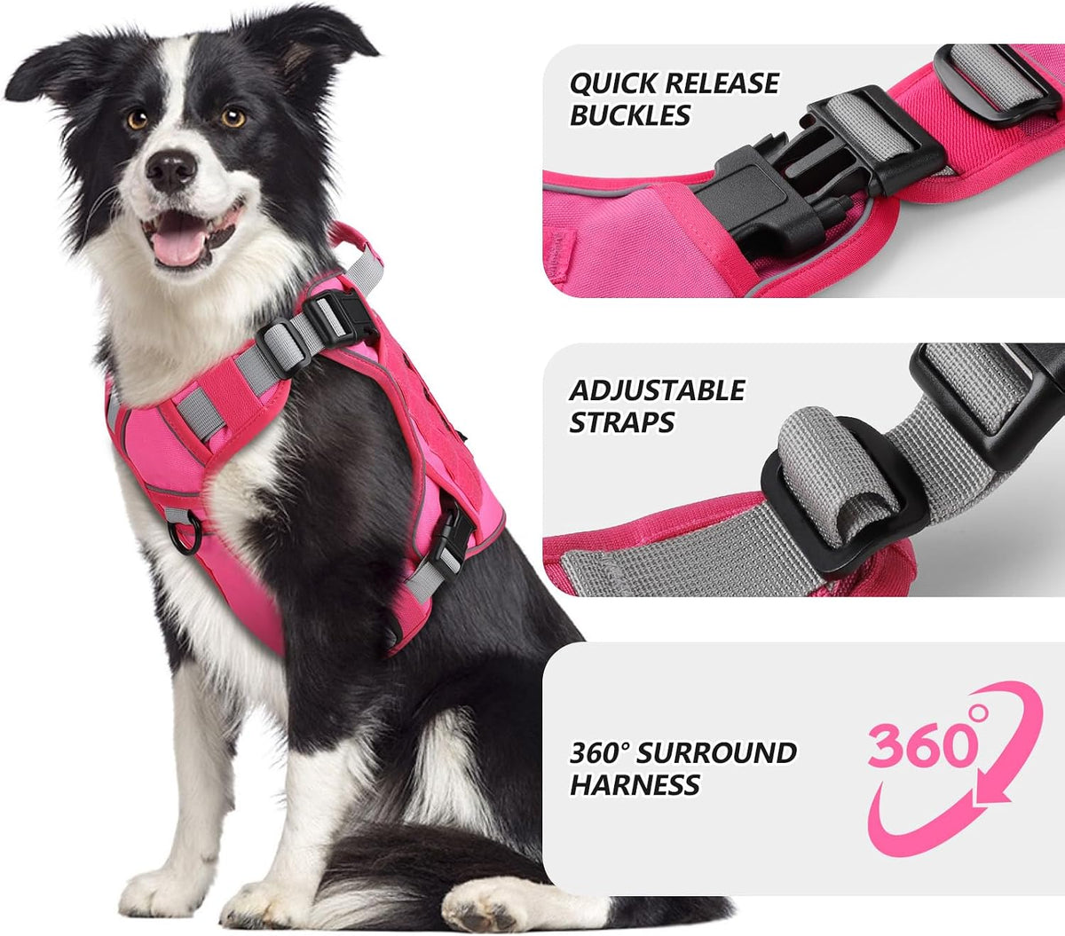 Tactical Dog Harness for Large Dogs,No Pull Heavy Duty Dog Harness