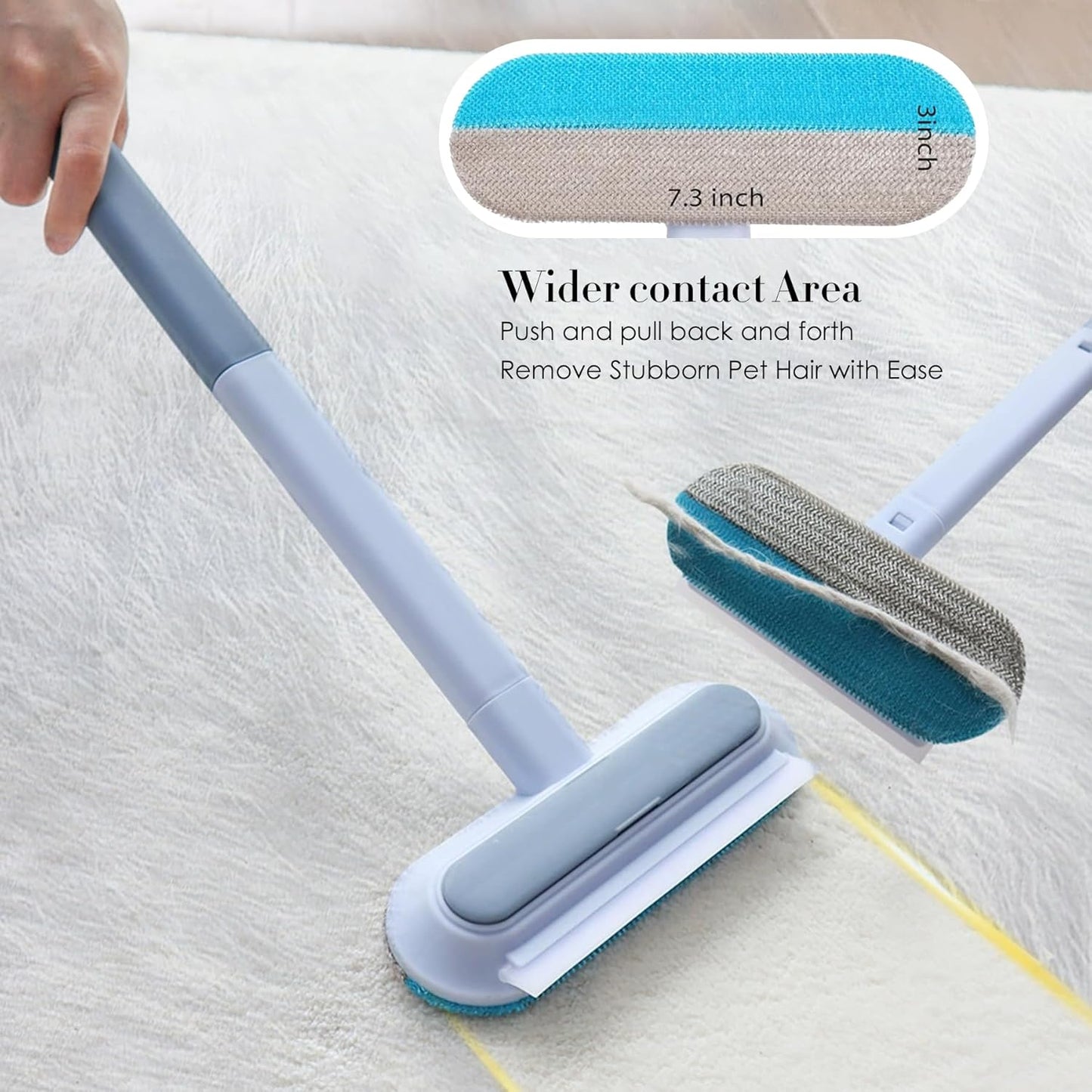 Pet Hair Remover for Furniture, Dog and Cat Hair Remover for Couch Carpet Furniture, 4 in 1 Multifunctional Pet Hair Removal Broom, Cleaning Brush for Window Tile, Reusable Washable