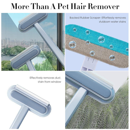 Pet Hair Remover for Furniture, Dog and Cat Hair Remover for Couch Carpet Furniture, 4 in 1 Multifunctional Pet Hair Removal Broom, Cleaning Brush for Window Tile, Reusable Washable
