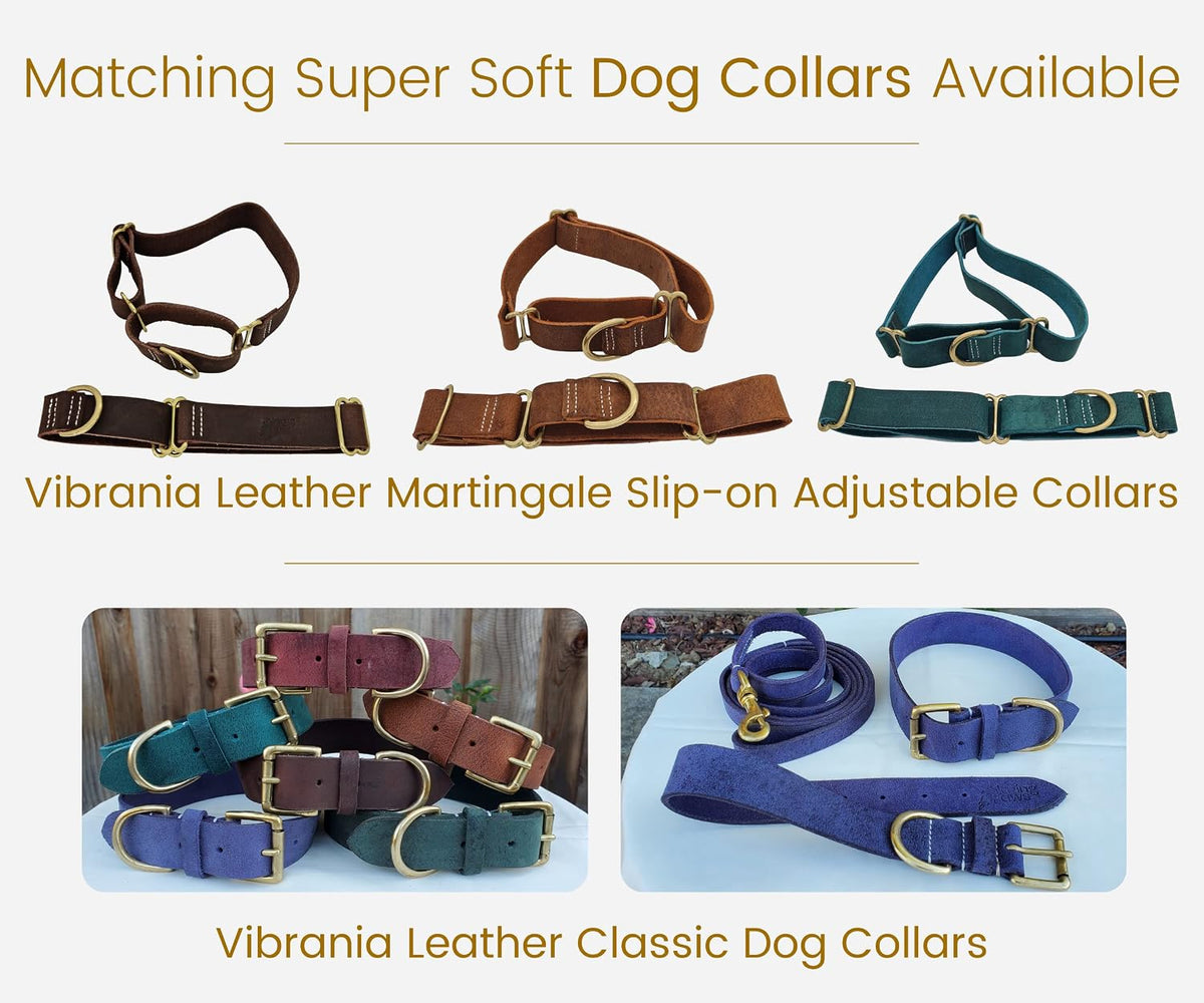 Vibrania 6 Ft Heavy Duty 1 inch Wide Super Soft Thick Distressed Leather Dog Leash, Indigo Blue with Side Ring (6 Ft L x 1" W, Indigo Blue)