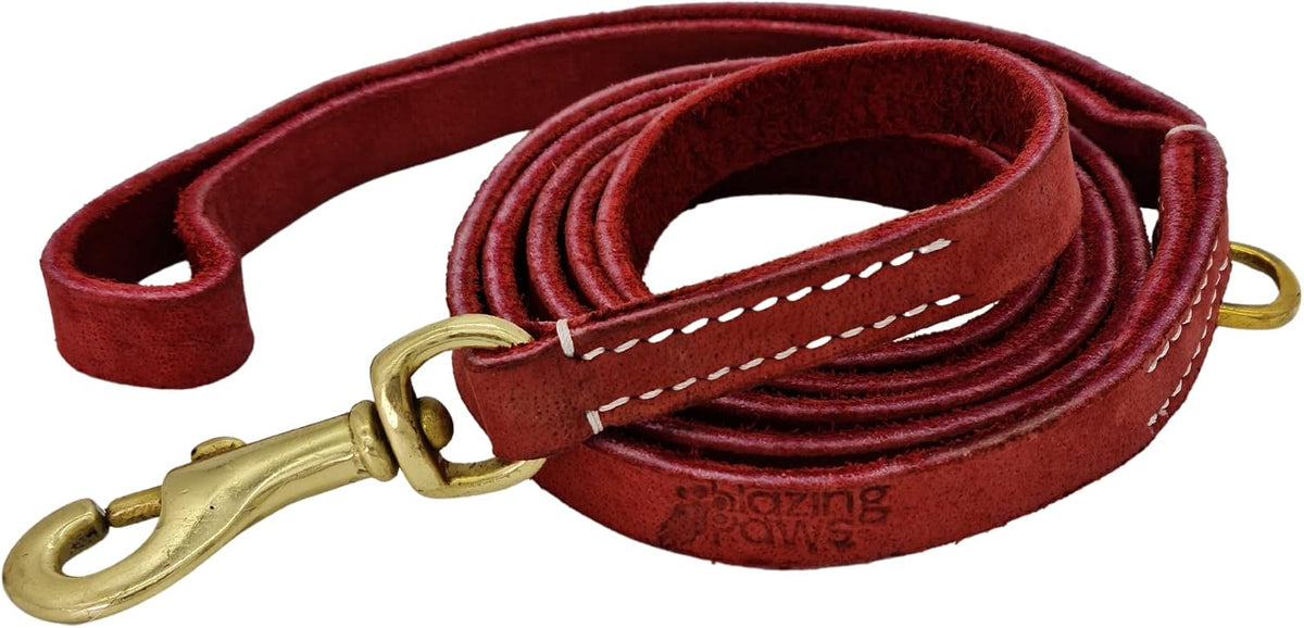 Vibrania 6 Ft Heavy Duty 1 inch Wide Super Soft Thick Distressed Leather Dog Leash, Indigo Blue with Side Ring (6 Ft L x 1" W, Indigo Blue)
