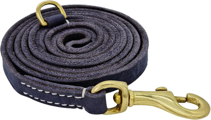 Vibrania 6 Ft Heavy Duty 1 inch Wide Super Soft Thick Distressed Leather Dog Leash, Indigo Blue with Side Ring (6 Ft L x 1" W, Indigo Blue)