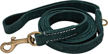 Vibrania 6 Ft Heavy Duty 1 inch Wide Super Soft Thick Distressed Leather Dog Leash, Indigo Blue with Side Ring (6 Ft L x 1" W, Indigo Blue)