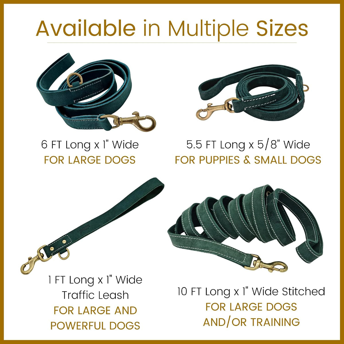 Vibrania 6 Ft Heavy Duty 1 inch Wide Super Soft Thick Distressed Leather Dog Leash, Indigo Blue with Side Ring (6 Ft L x 1" W, Indigo Blue)