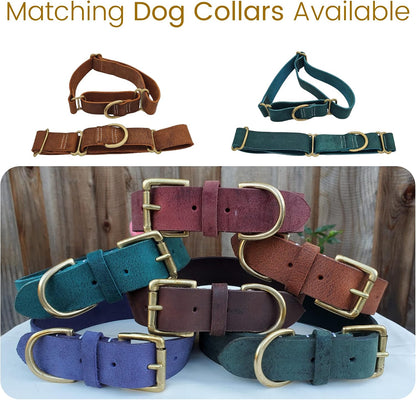 Vibrania 6 Ft Heavy Duty 1 inch Wide Super Soft Thick Distressed Leather Dog Leash, Indigo Blue with Side Ring (6 Ft L x 1" W, Indigo Blue)