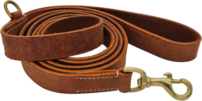 Vibrania 6 Ft Heavy Duty 1 inch Wide Super Soft Thick Distressed Leather Dog Leash, Indigo Blue with Side Ring (6 Ft L x 1" W, Indigo Blue)